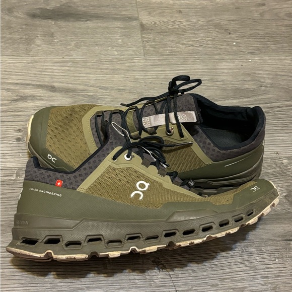 ON CLOUD CLOUDULTRA TRAIL RUNNING SHOES Olive/ Eclipse Men 9.5 - Picture 2 of 3